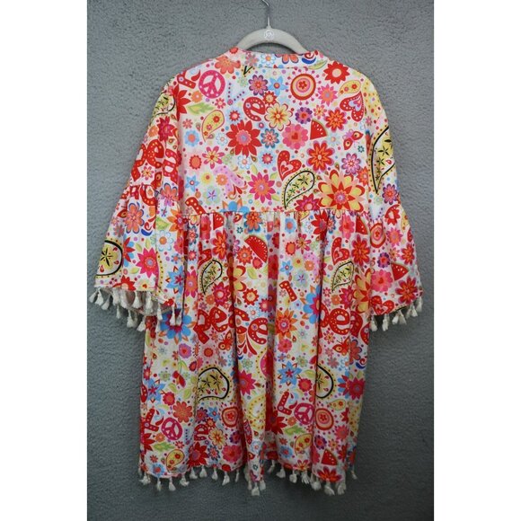 CZ Cezele Silky 3/4 Bell Sleeve Hippie Dress-Tassels-Size Medium-BOHO - Picture 10 of 12